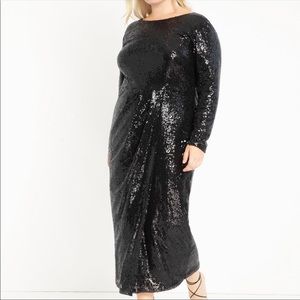 Eloquii Sequin Maxi Dress with Wrap Skirt - size 14